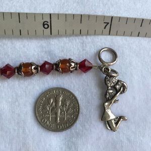 NWT 7” Carnelian, Swarovski, Silver Cheer Bracelet